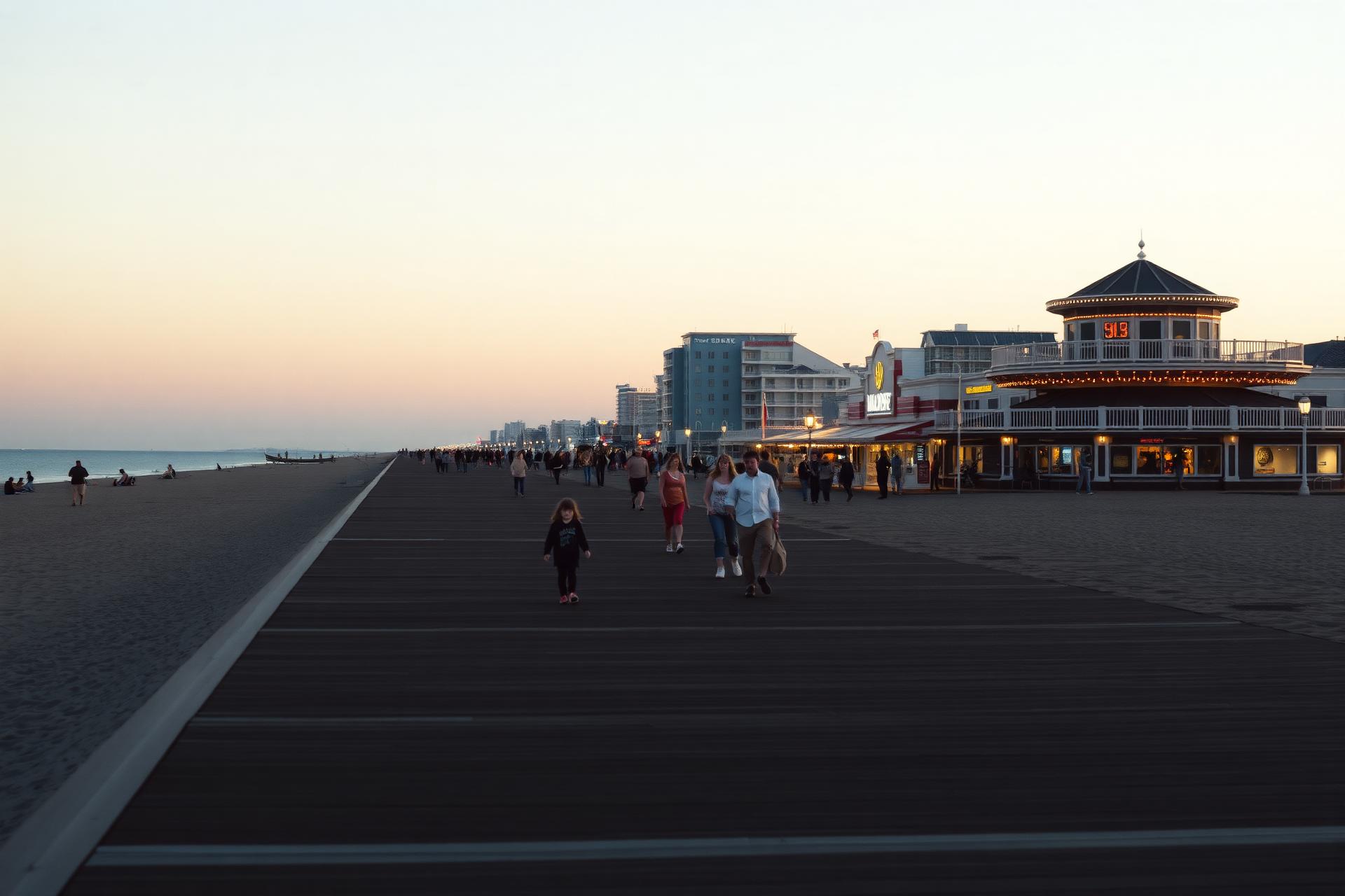 Ventnor City boardwalk at sunset